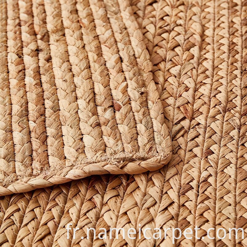 Living Room Bedroom Natural Fiber Water Hyacinth Braided Straw Rug Carpet Floor Mats